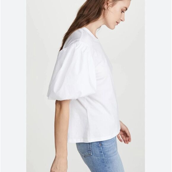 A.L.C. Cassandra Puff Ballon Short Sleeve Cotton White Relaxed Top M - Picture 6 of 16